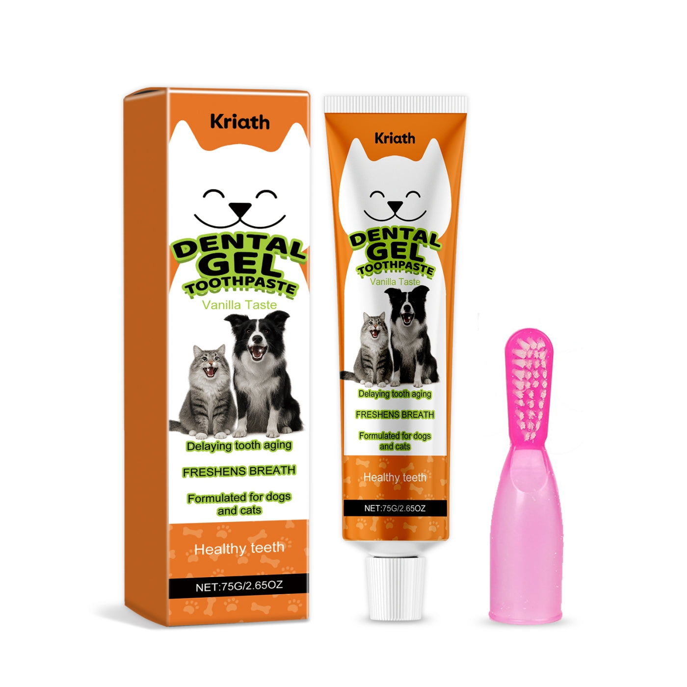 Vanilla-flavored Pet Toothpaste Care Set