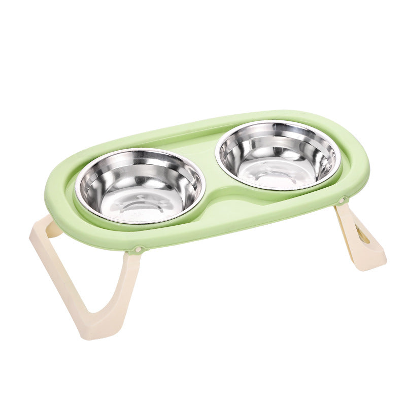 Foldable Plastic Stainless Steel Bowl For Pet Food Basin